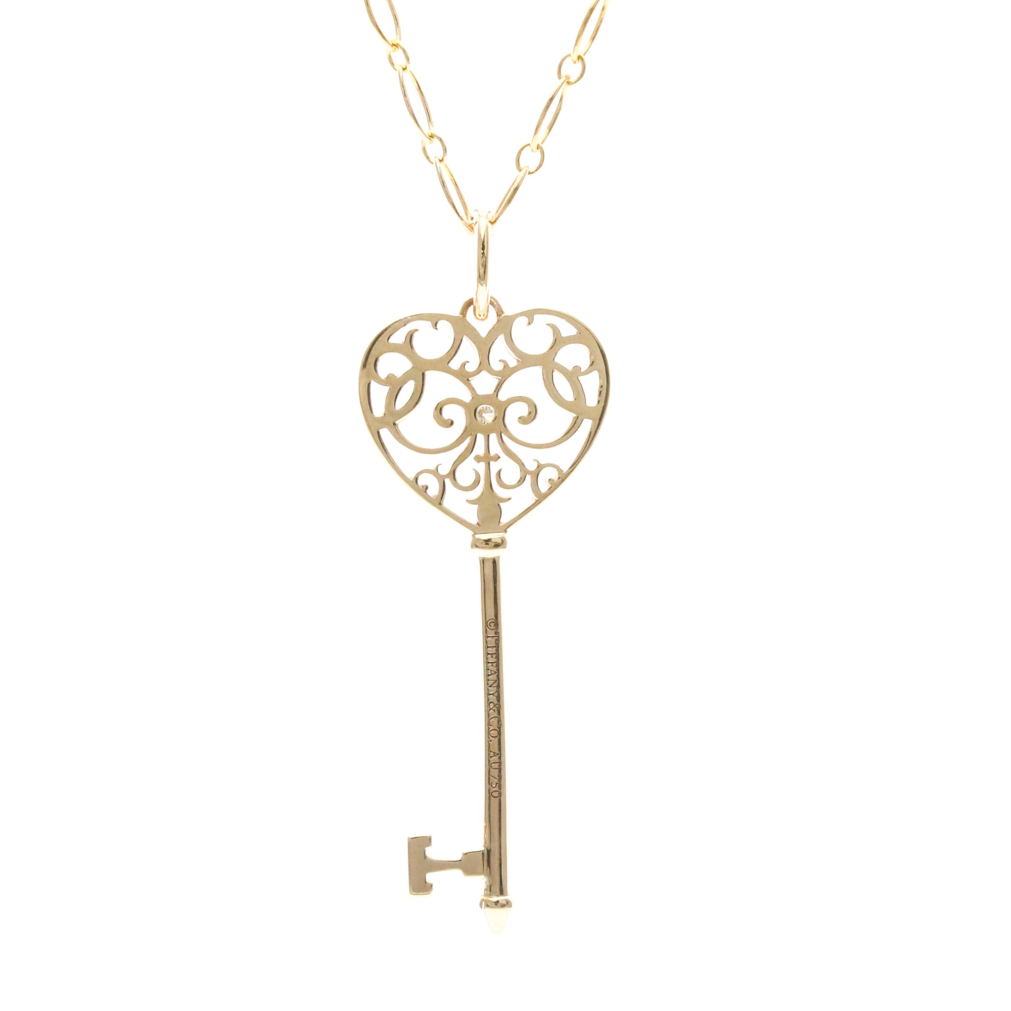 Tiffany & Co. Enchant Heart Key Pendant 18K Rose Gold With Diamond Gold Pink_Gold Necklace Jewelry (Pre-Owned)