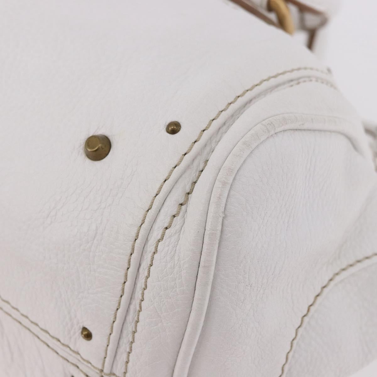 Chloe Paddington Lock Leather White Leather Handbag (Pre-Owned)