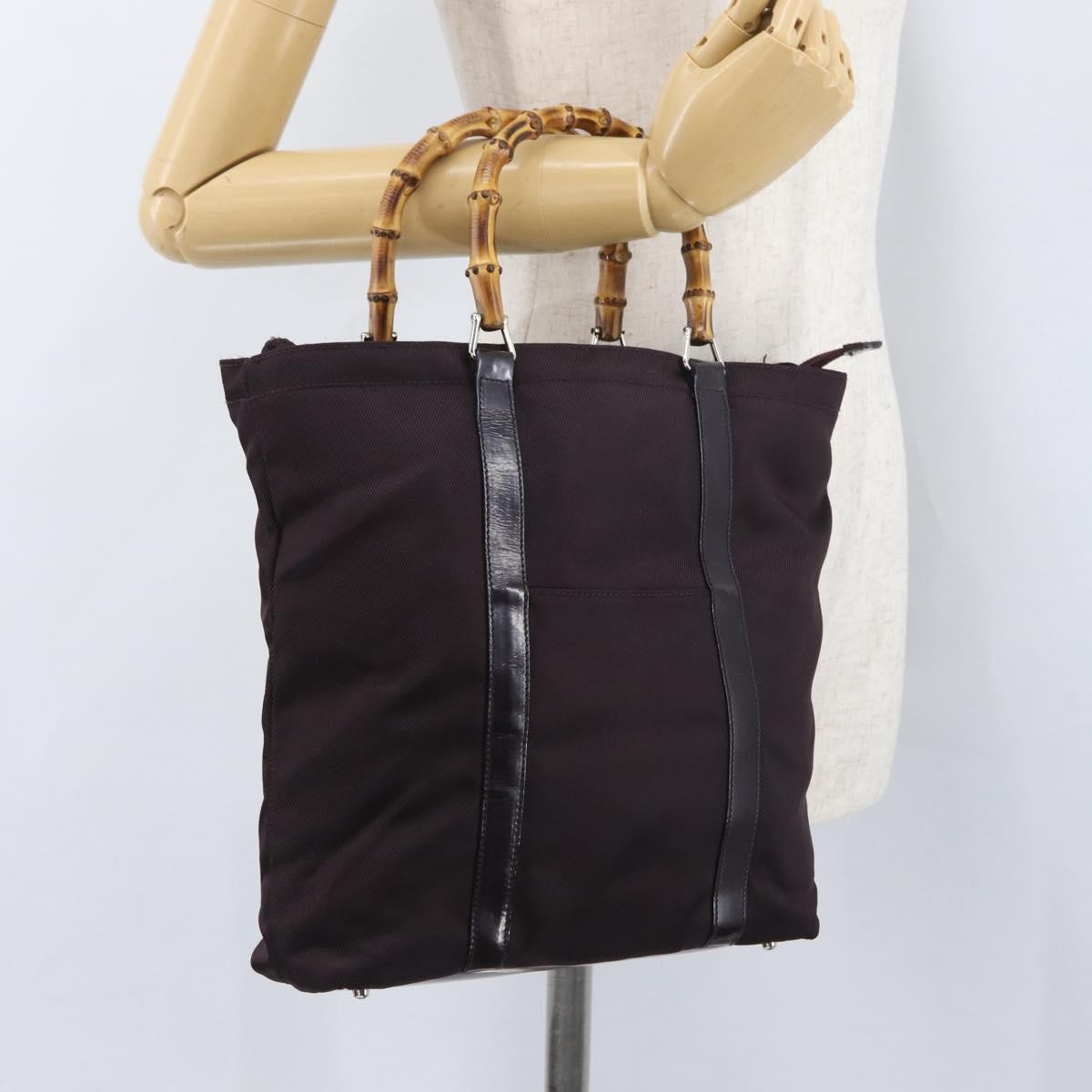 Gucci Bamboo Canvas Purple Canvas Tote Bag Bag (Pre-Owned)