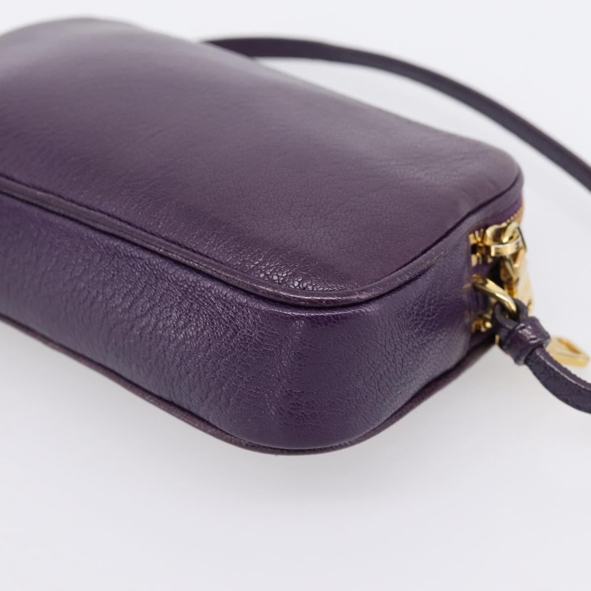 Miu Miu Double Zip Pochette Leather Purple Leather Clutche & Pouche Bag (Pre-Owned)