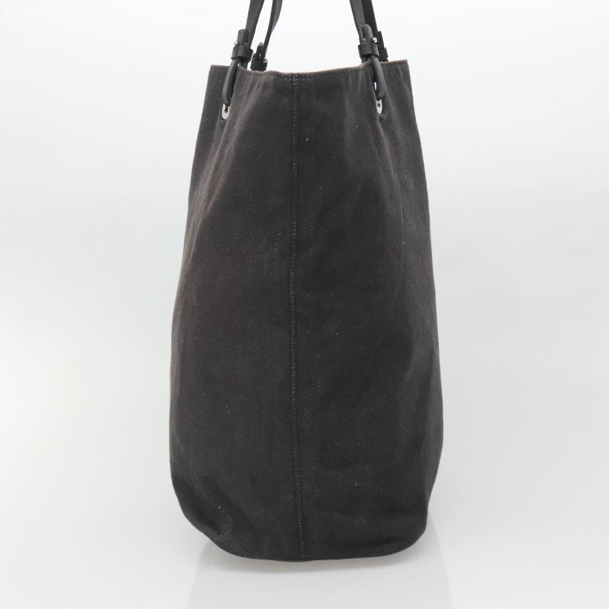 Salvatore Ferragamo Gancini Tote Canvas Black Canvas Tote Bag Bag (Pre-Owned)