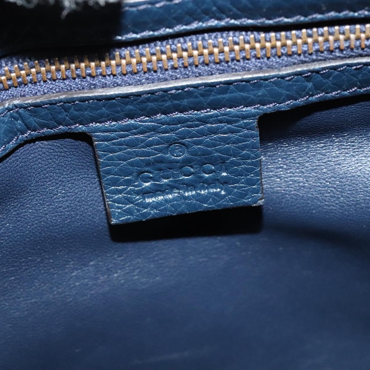 Gucci Hip Bamboo Flap Leather Blue Leather Handbag (Pre-Owned)