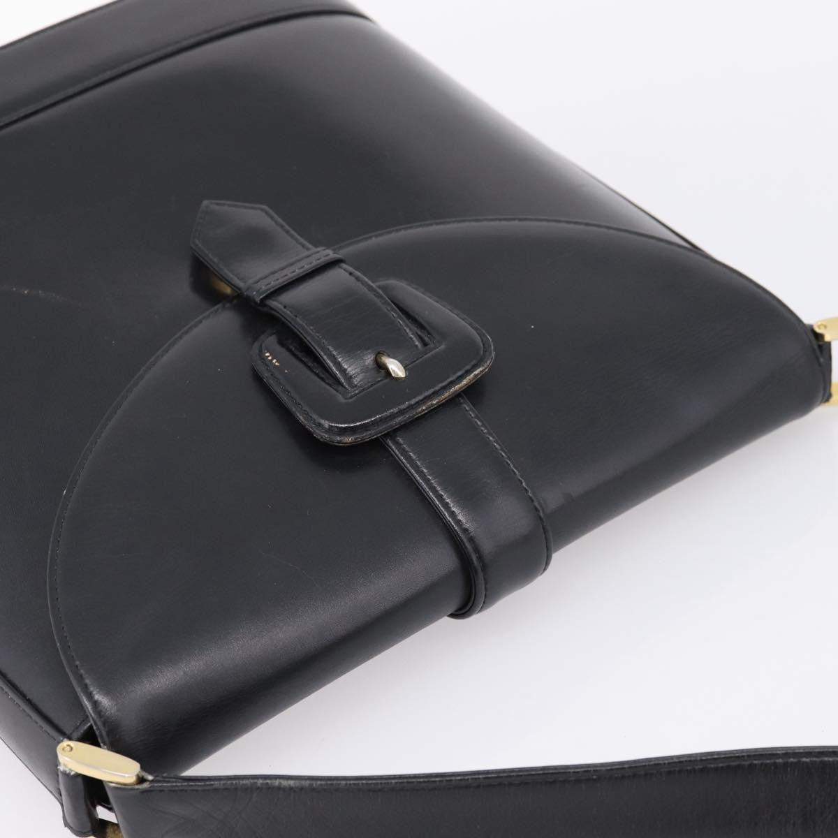 Saint Laurent Vintage Shoulder Bag Leather Black Leather Shoulder Bag Bag (Pre-Owned)