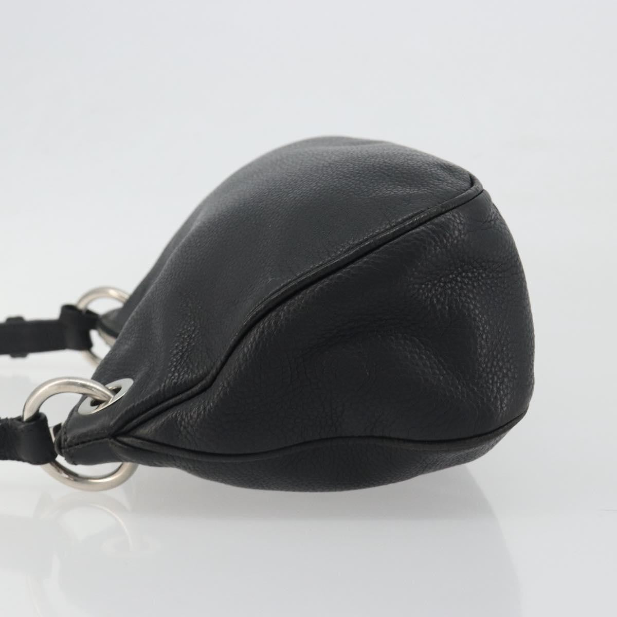 Prada Vitellino Mordo Hobo Leather Black Leather Shoulder Bag Bag (Pre-Owned)