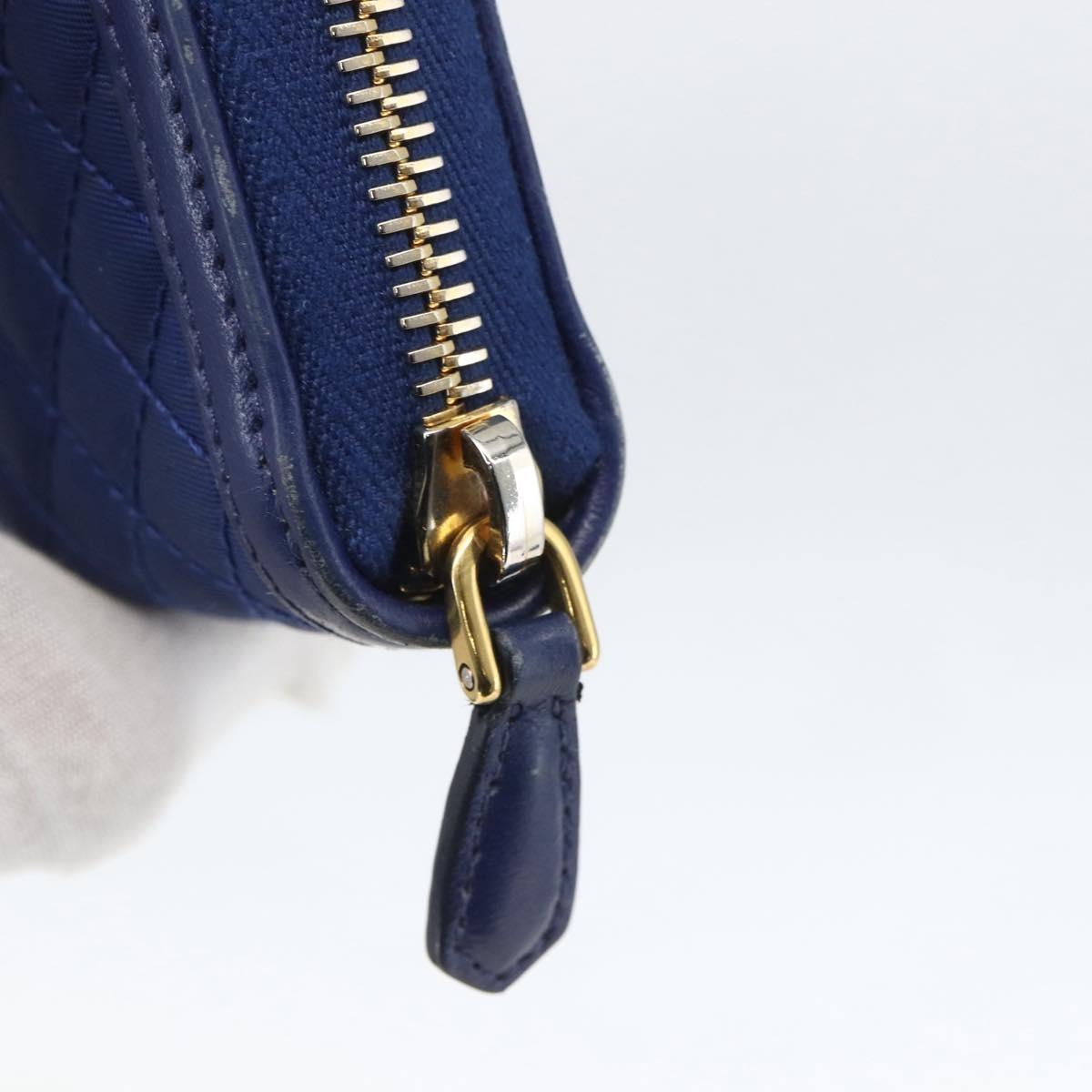 Prada Zip Around Organizer Saffiano Leather With Applique Blue Leather Wallets Accessory (Pre-Owned)