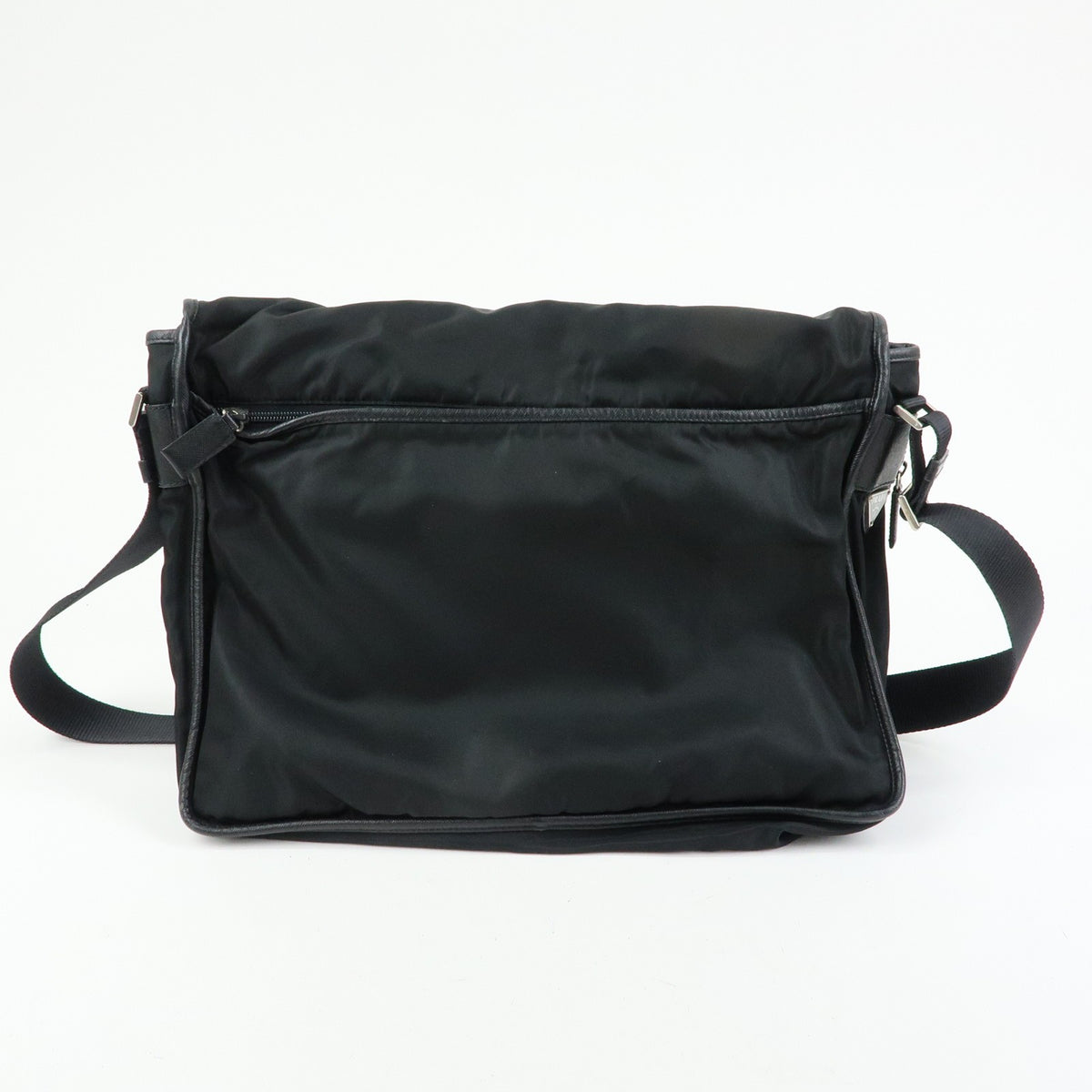 Prada Buckle Messenger Tessuto Black Nylon Handbag (Pre-Owned)