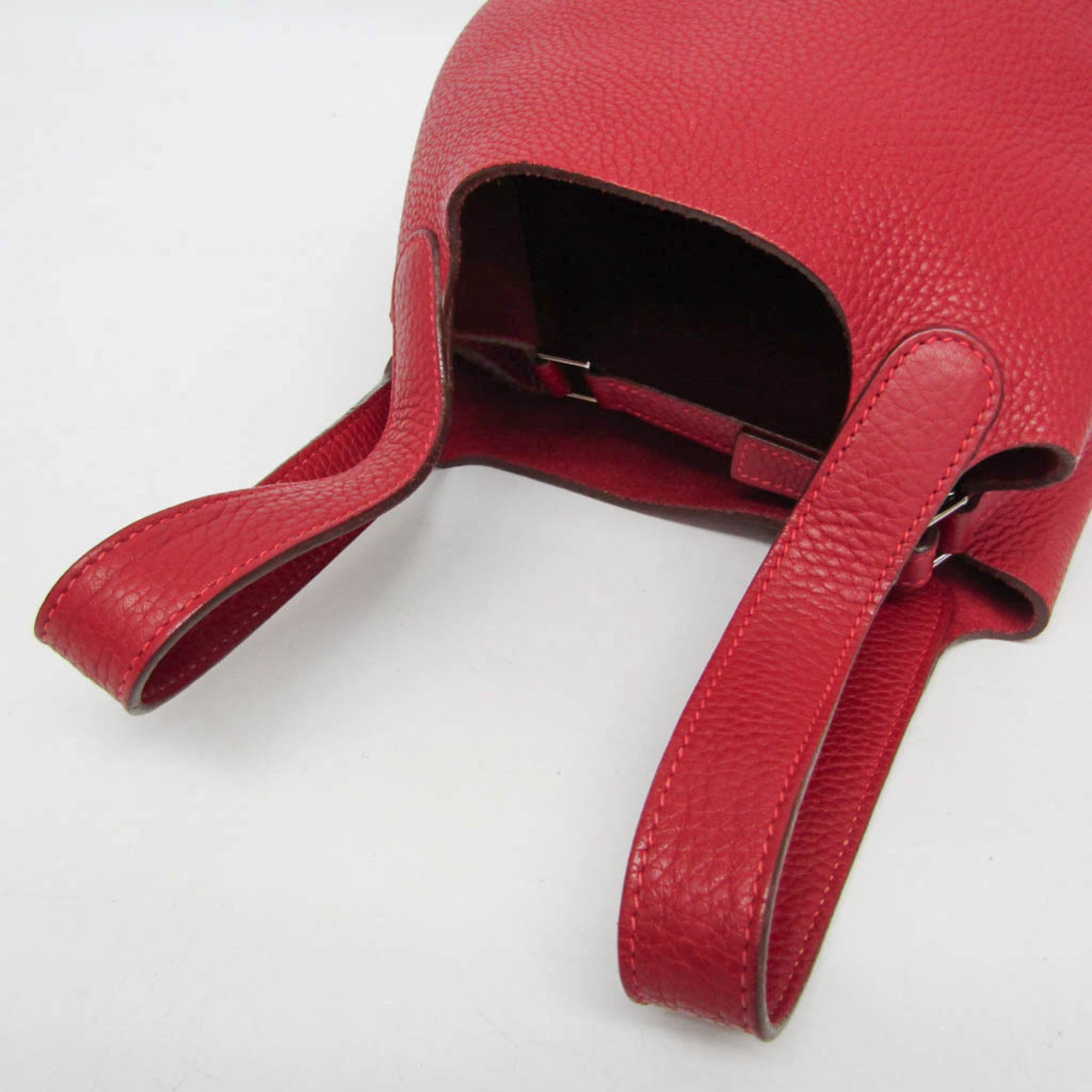 Hermes Picotin Clemence Red Leather Handbag (Pre-Owned)