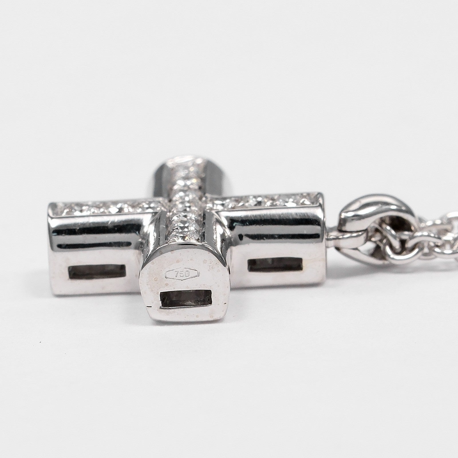 Bvlgari Greek Cross 18K White Gold With Diamonds Silver White_Gold Necklace Jewelry (Pre-Owned)
