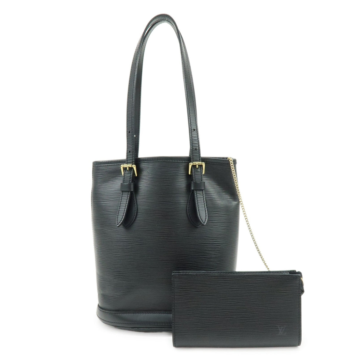 Louis Vuitton Petit Bucket Epi Leather Black Leather Handbag (Pre-Owned)