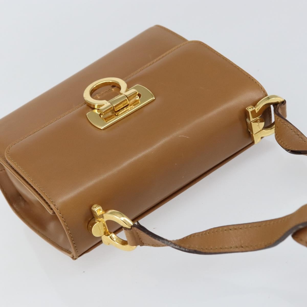 Salvatore Ferragamo Gancini Leather Brown Leather Shoulder Bag Bag (Pre-Owned)