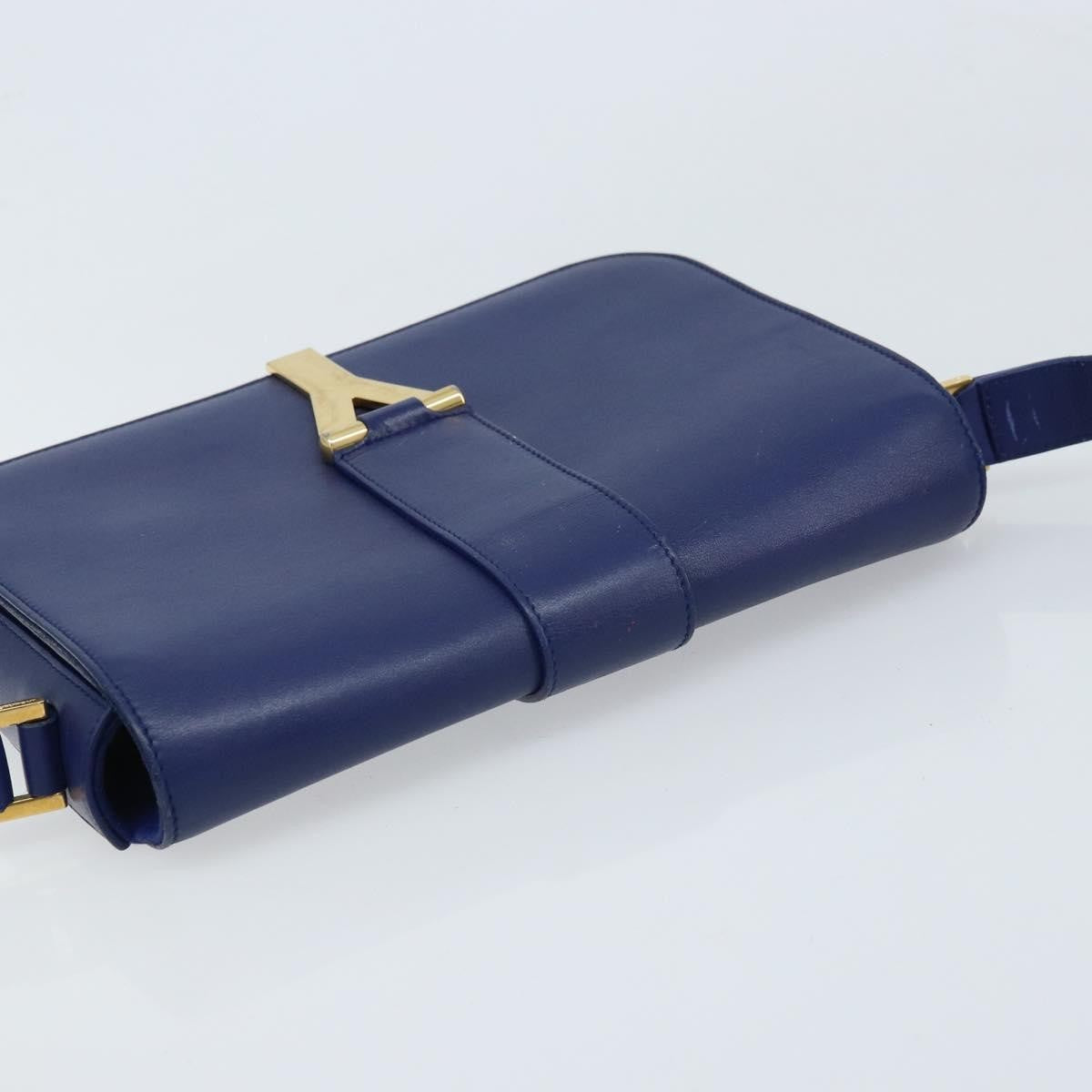 Saint Laurent Chyc Flap Leather Blue Leather Shoulder Bag Bag (Pre-Owned)