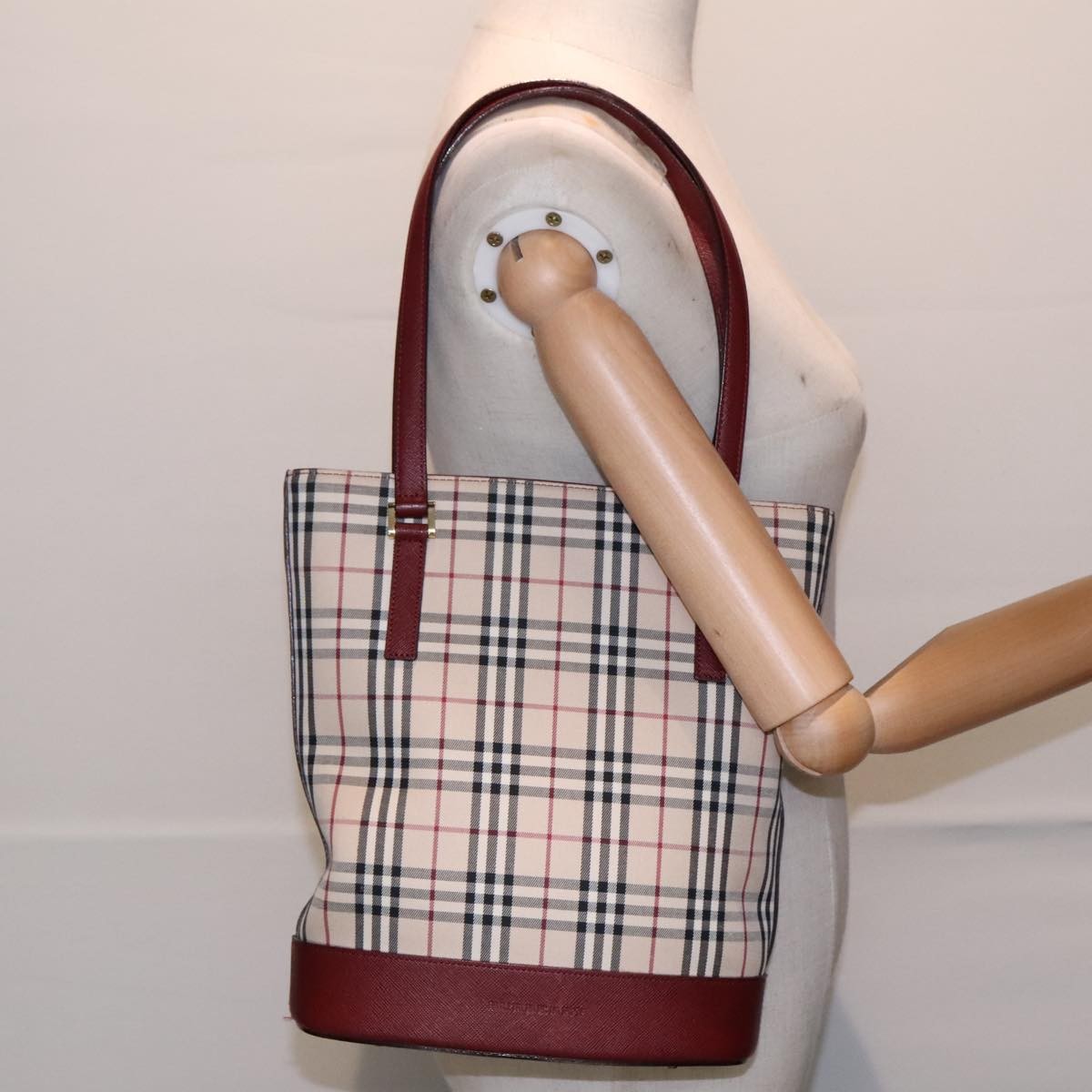 Burberry Nova Check Tote Canvas And Leather Beige Canvas Tote Bag Bag (Pre-Owned)
