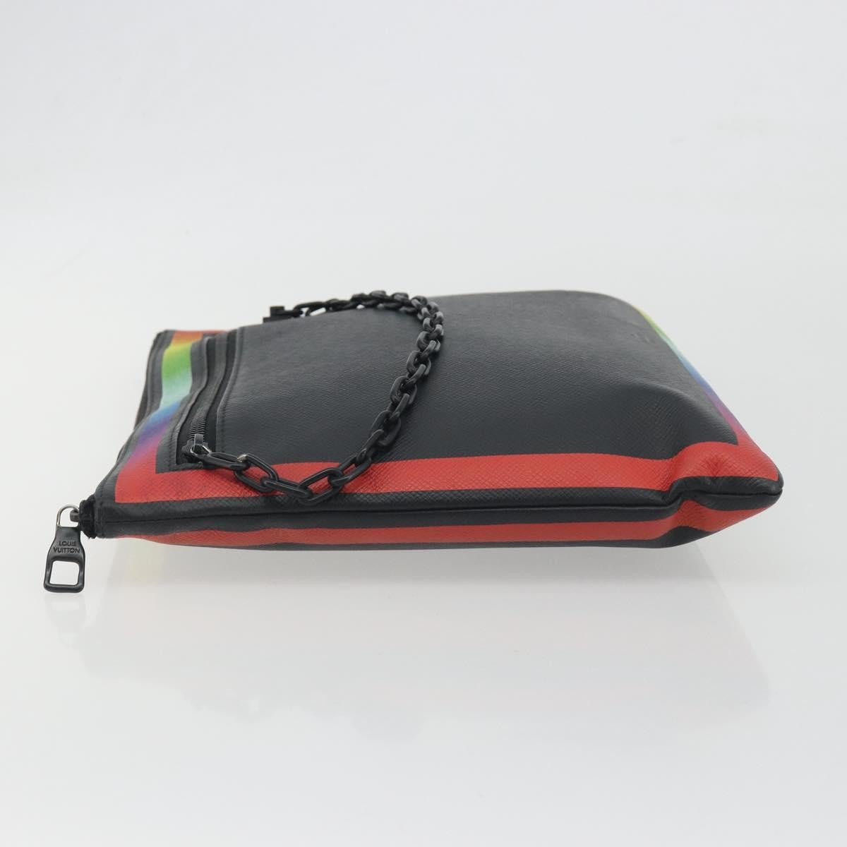 Louis Vuitton Pochette A4 Rainbow Taiga Leather Black Leather Clutche & Pouche Bag (Pre-Owned)