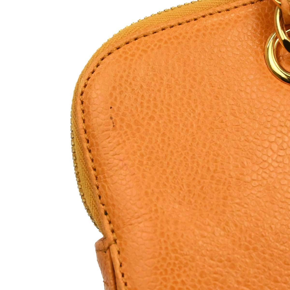 Chanel Vintage Front Pocket Leather Orange Leather Shoulder Bag Bag (Pre-Owned)