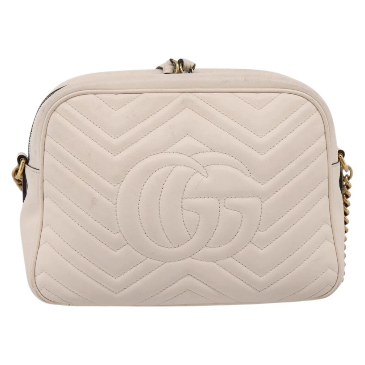 Gucci Gg Marmont Multi-Use Matelasse Leather White Leather Handbag (Pre-Owned)