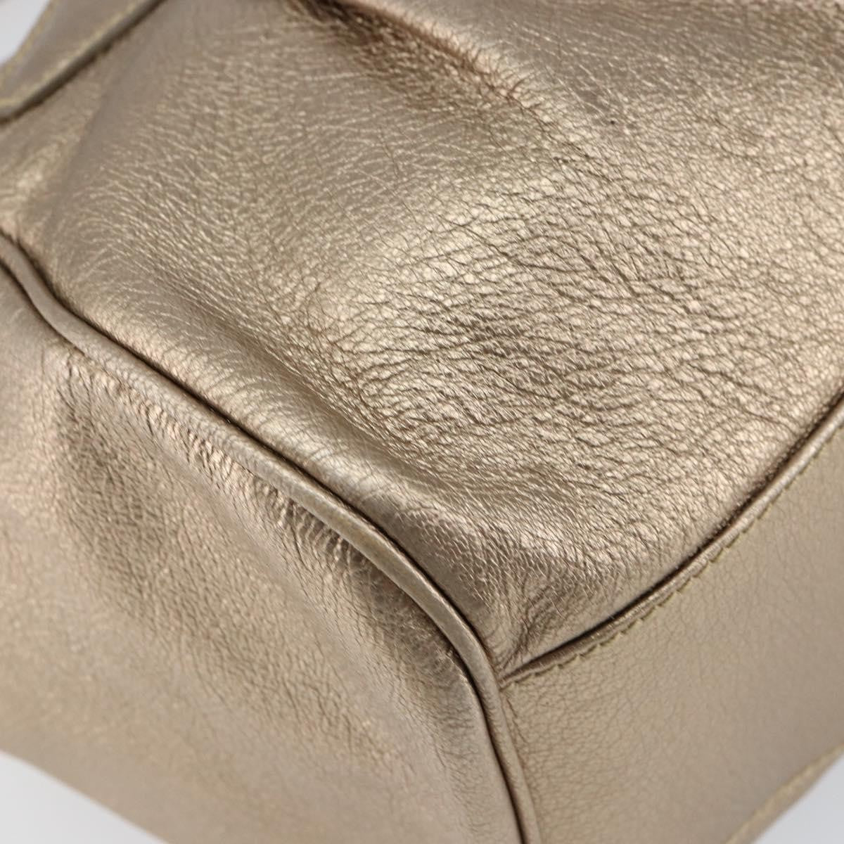 Salvatore Ferragamo Gancini Tote Leather Gold Leather Tote Bag Bag (Pre-Owned)