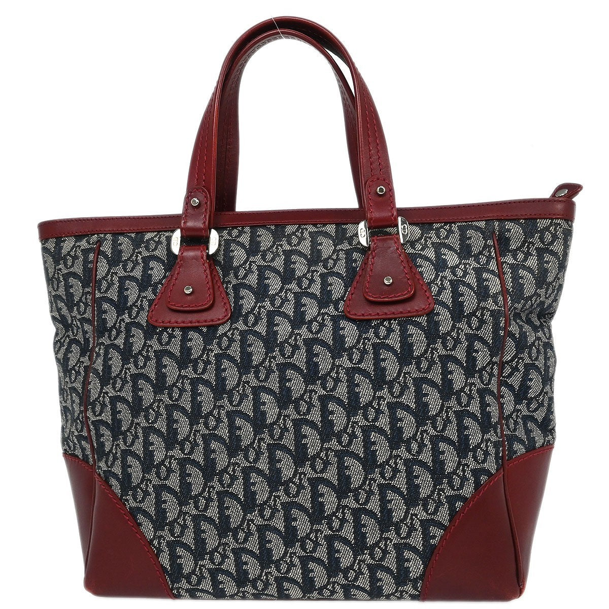 Christian Dior Vintage Trotter Zip Diorissimo Canvas Navy Canvas Tote Bag Bag (Pre-Owned)
