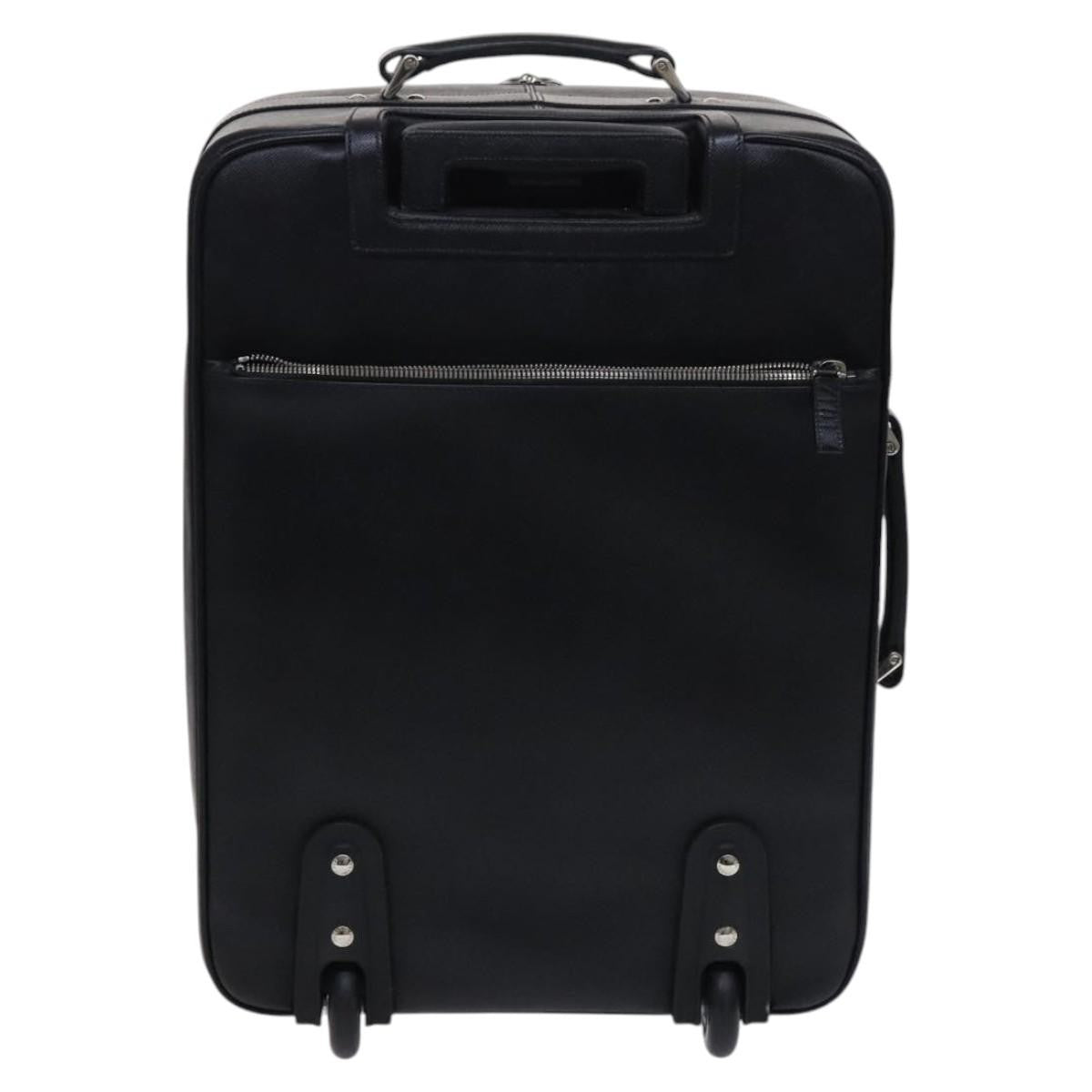Prada Expandable Front Zip Boston Tessuto Black Leather Travel Bag Bag (Pre-Owned)