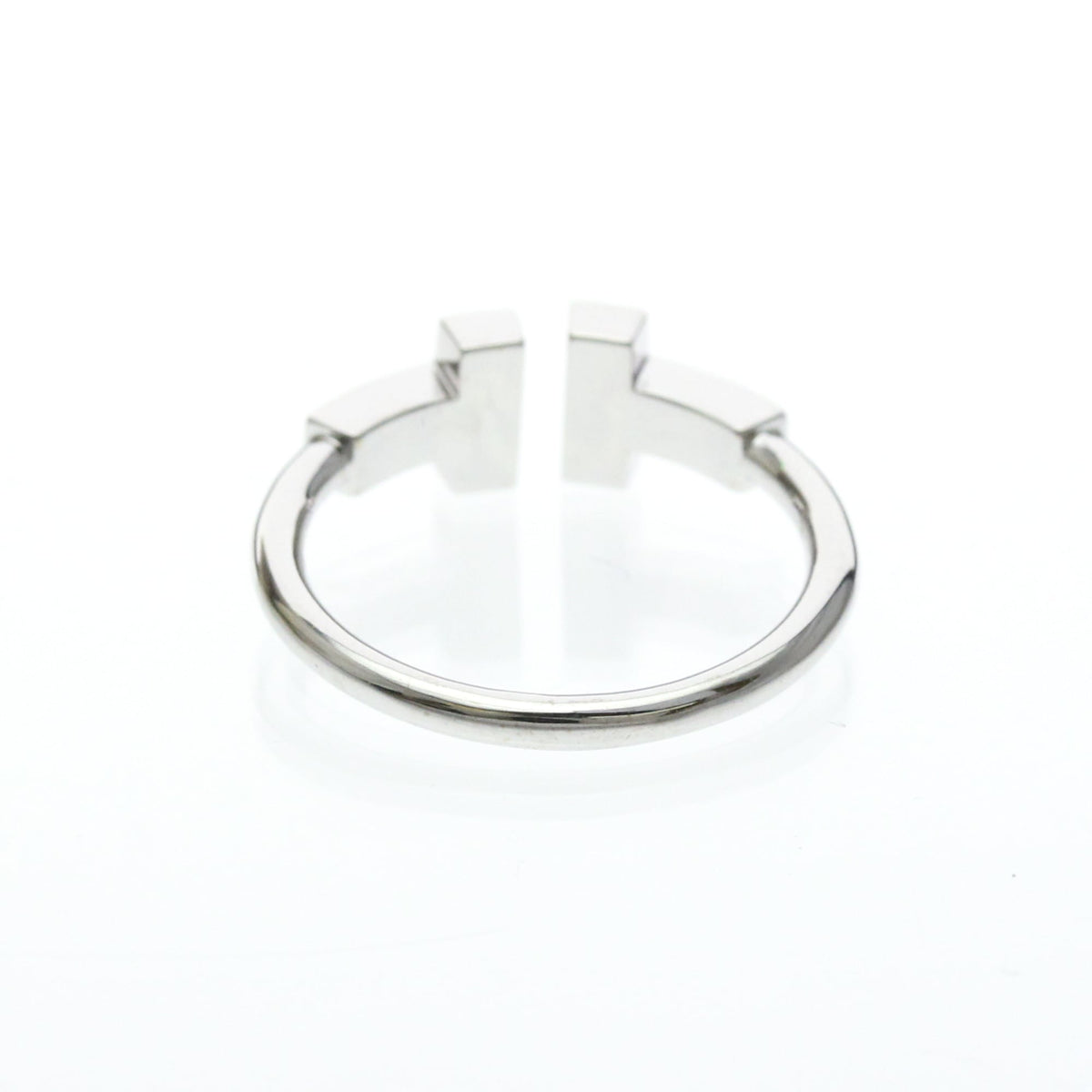 Tiffany & Co. T Wire 18K White Gold With Diamonds Silver White_Gold Ring Jewelry (Pre-Owned)