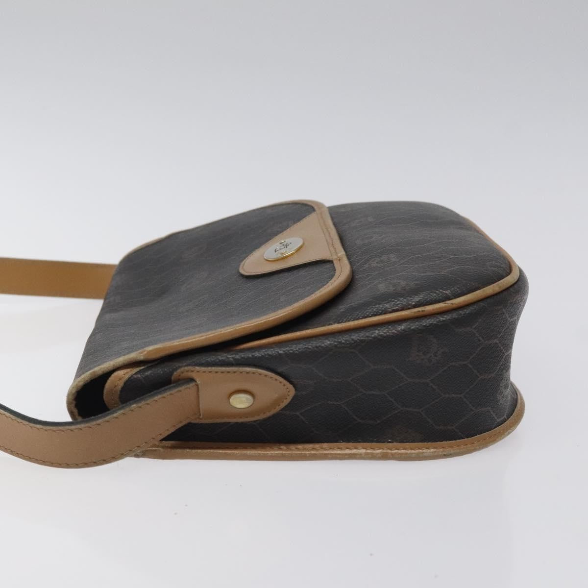 Christian Dior Vintage Honeycomb Flap Coated Canvas Black Canvas Shoulder Bag Bag (Pre-Owned)