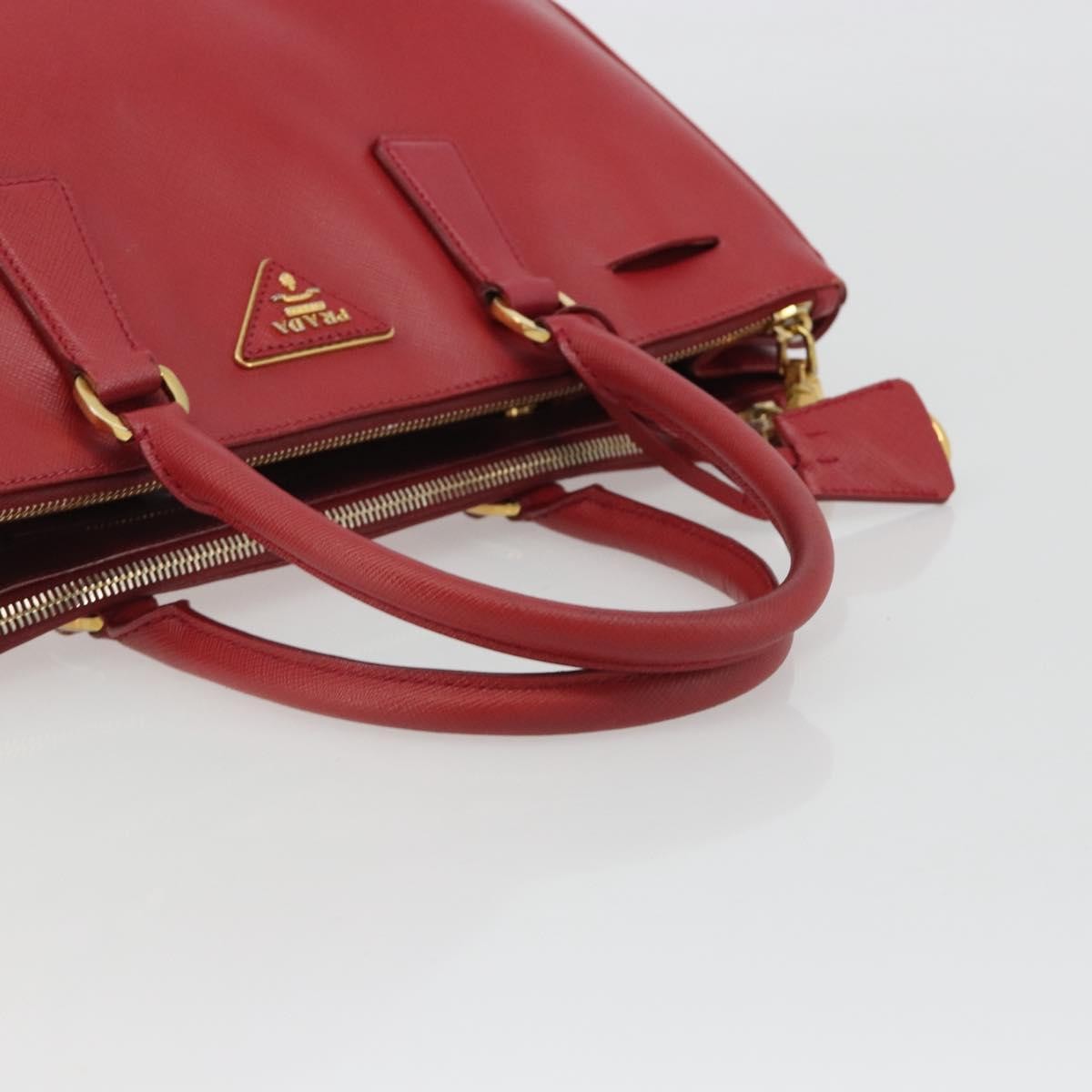 Prada Double Zip Lux Tote Saffiano Leather Red Leather Handbag (Pre-Owned)
