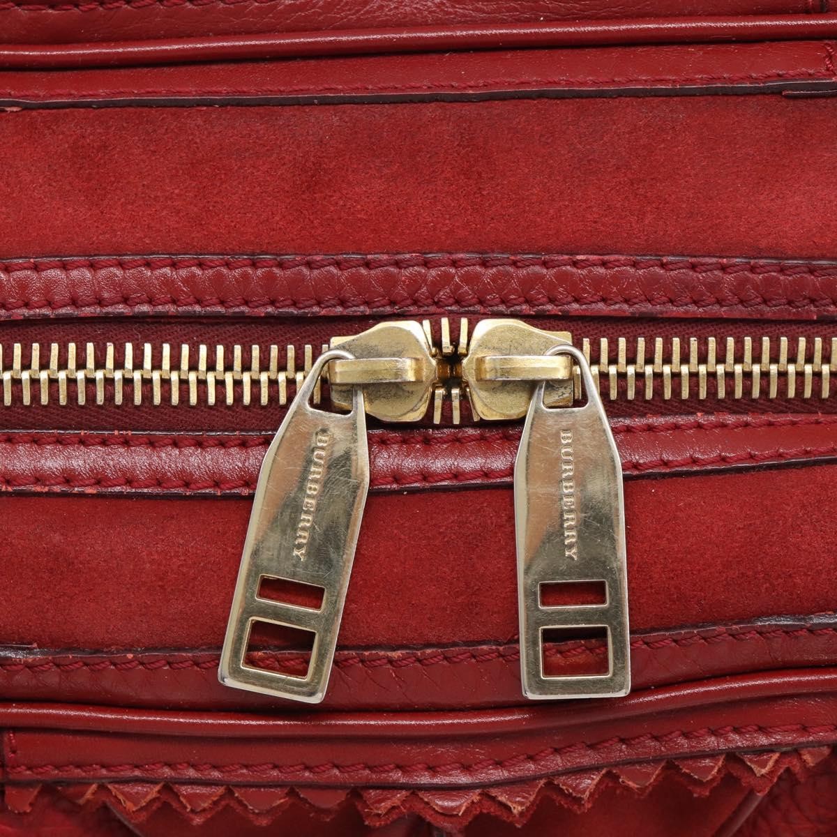Burberry Hedwig Bowler Leather With Suede Red Leather Handbag (Pre-Owned)