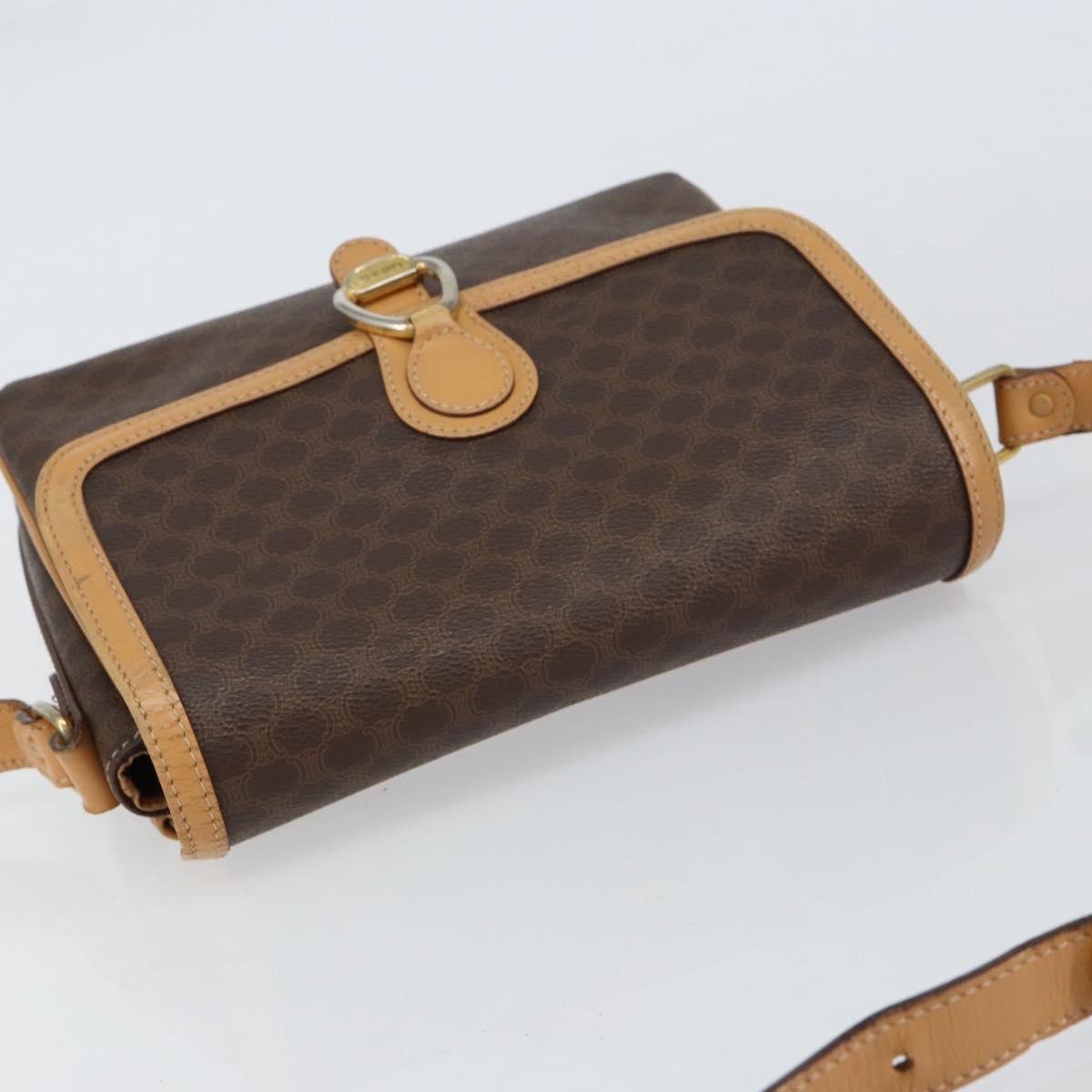 Celine Vintage Macadam Canvas And Leather Brown Canvas Shoulder Bag Bag (Pre-Owned)