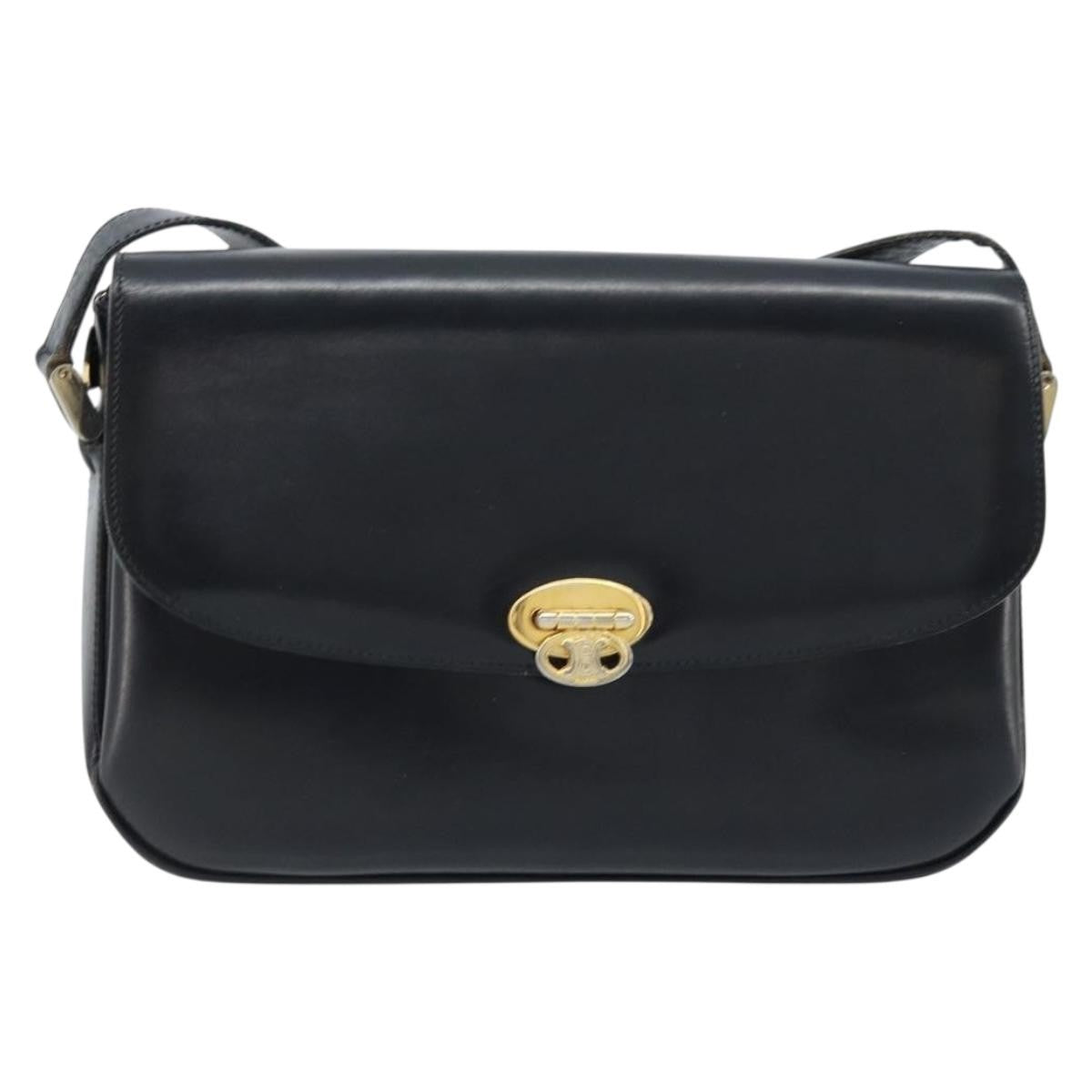 Celine Shoulder Leather Black Leather Shoulder Bag Bag (Pre-Owned)