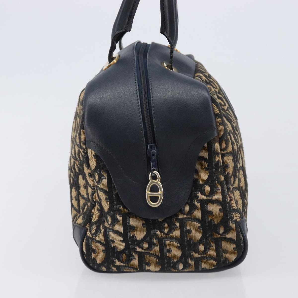 Christian Dior Detective Handle Leather Navy Canvas Handbag (Pre-Owned)
