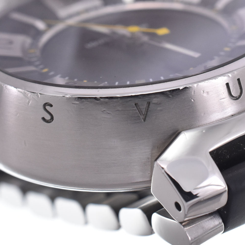 Louis Vuitton Tambour Quartz Stainless Steel And Monogram Rubber Watch (Pre-Owned)