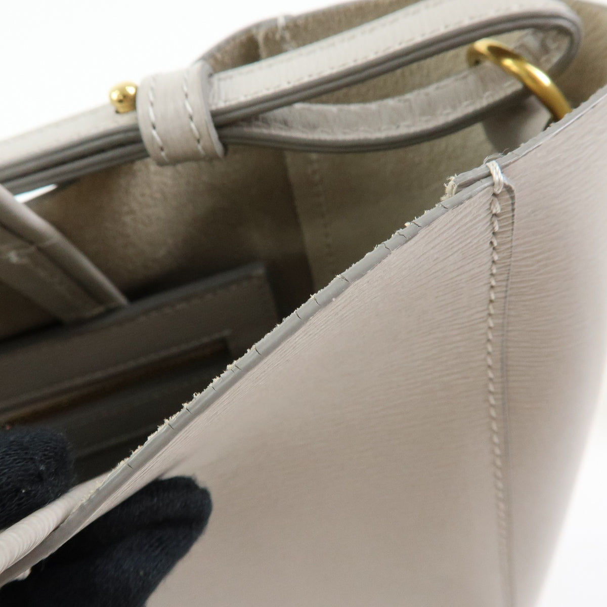 Celine Vertical Cabas Leather Beige Leather Tote Bag Bag (Pre-Owned)