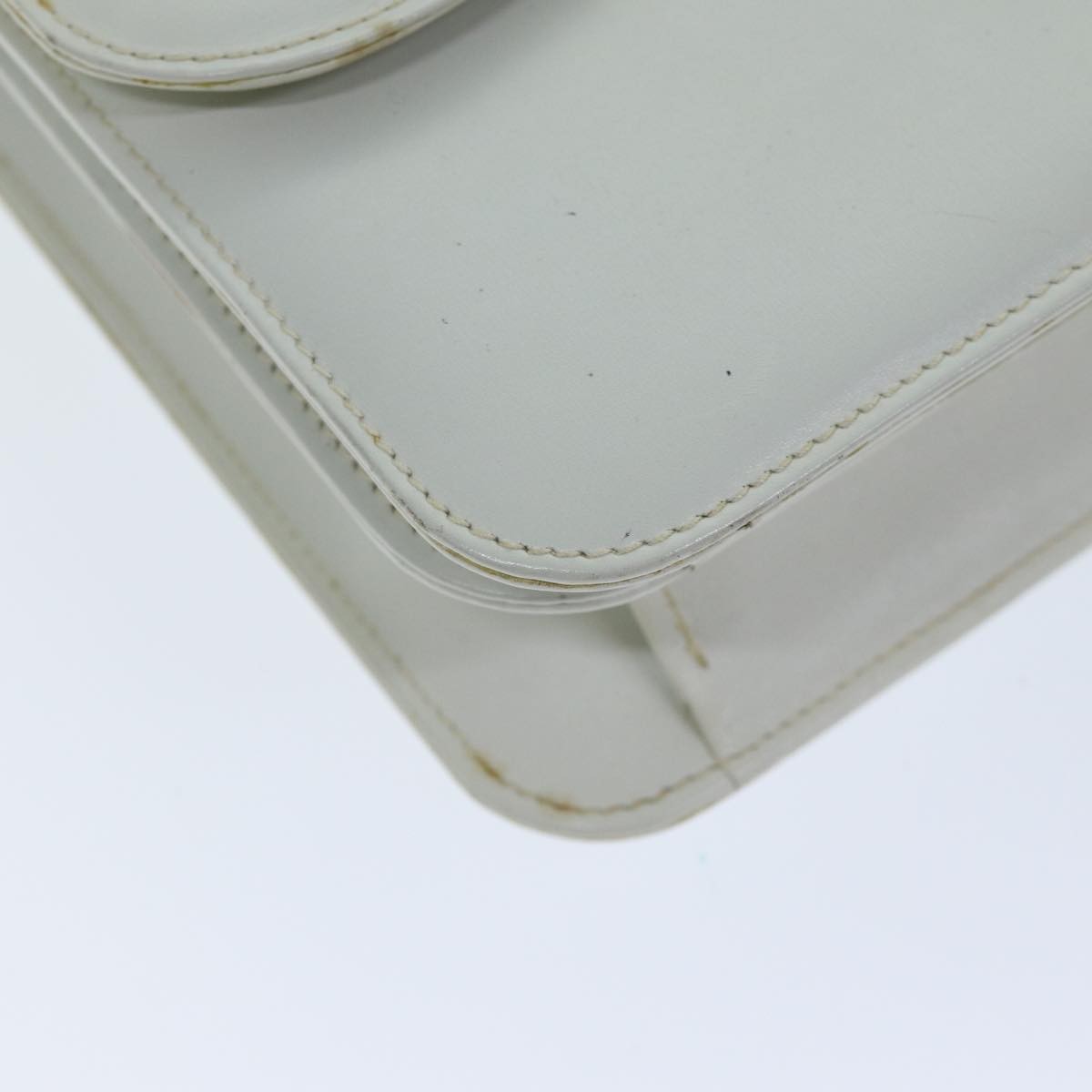 Gucci 1973 Flap Top Handle Leather White Leather Handbag (Pre-Owned)