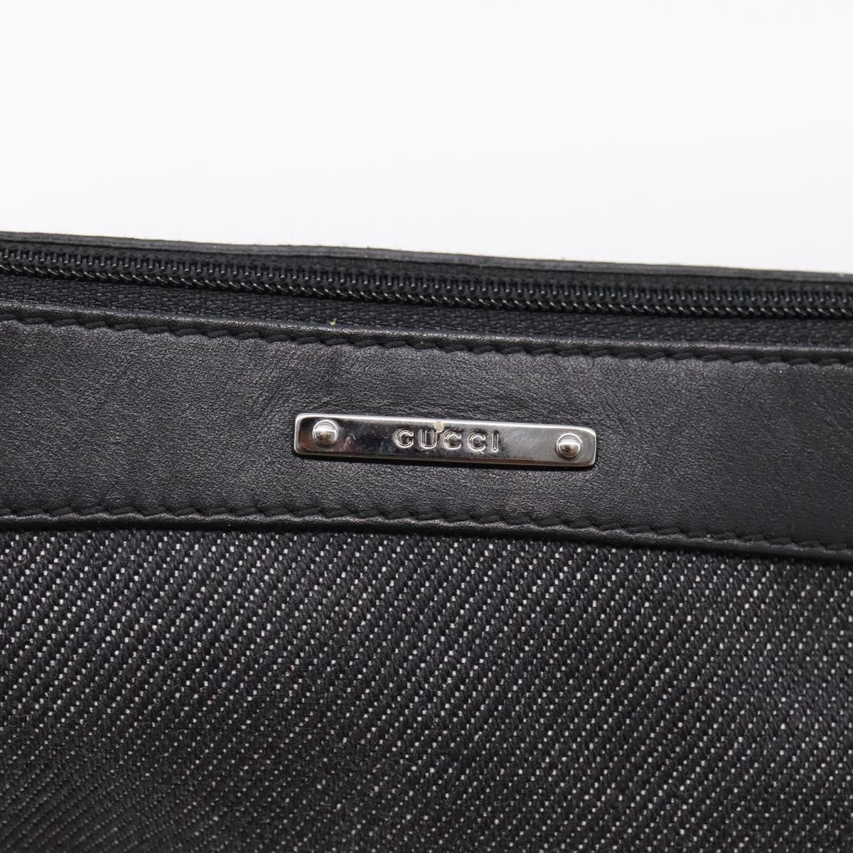 Gucci Web Sherry Line Accessory Pouch Denim & Leather Black Canvas Clutche & Pouche Bag (Pre-Owned)