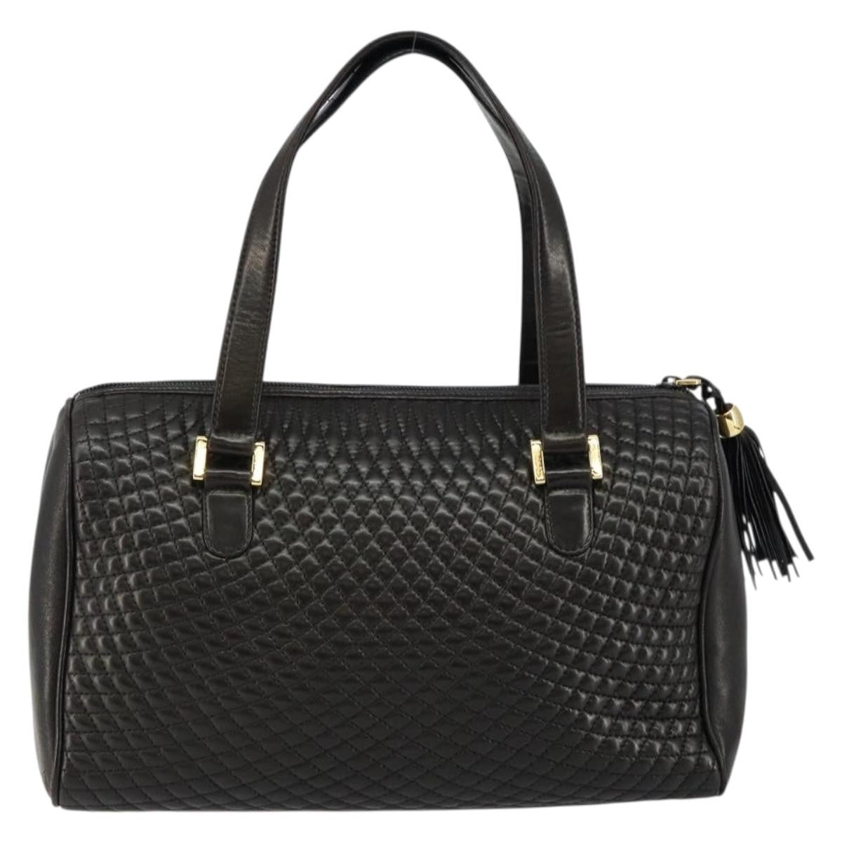 Bally Vintage Quilted Leather Black Leather Handbag (Pre-Owned)