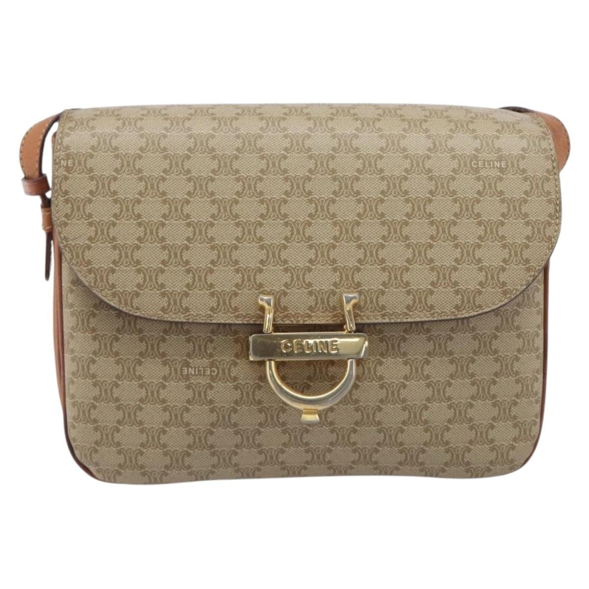 Celine Macadam Shoulder Canvas Beige Canvas Crossbody Bag Bag (Pre-Owned)