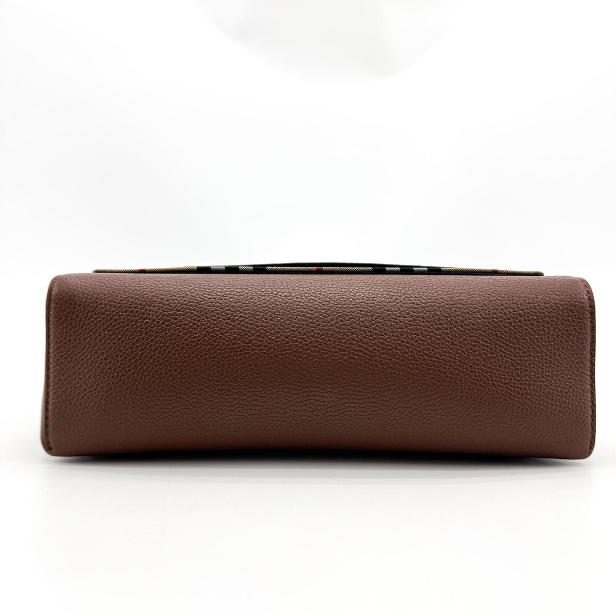 Burberry Note Leather With Vintage Check Canvas Brown Leather Crossbody Bag Bag (Pre-Owned)