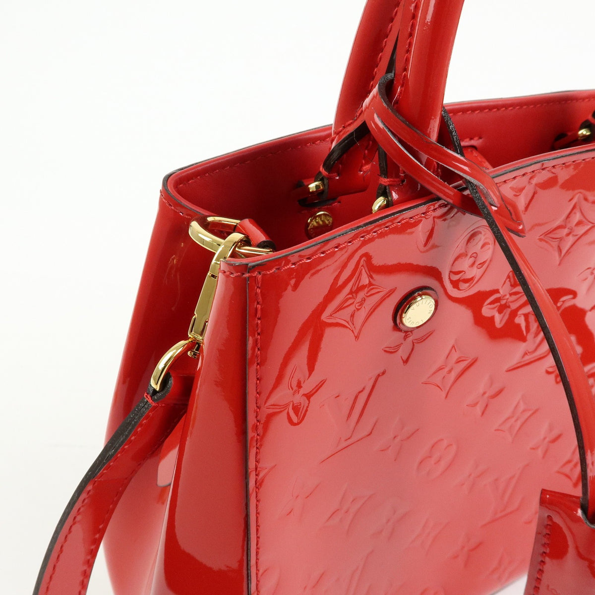 Louis Vuitton Montaigne Monogram Vernis Red Patent_Leather Handbag (Pre-Owned)