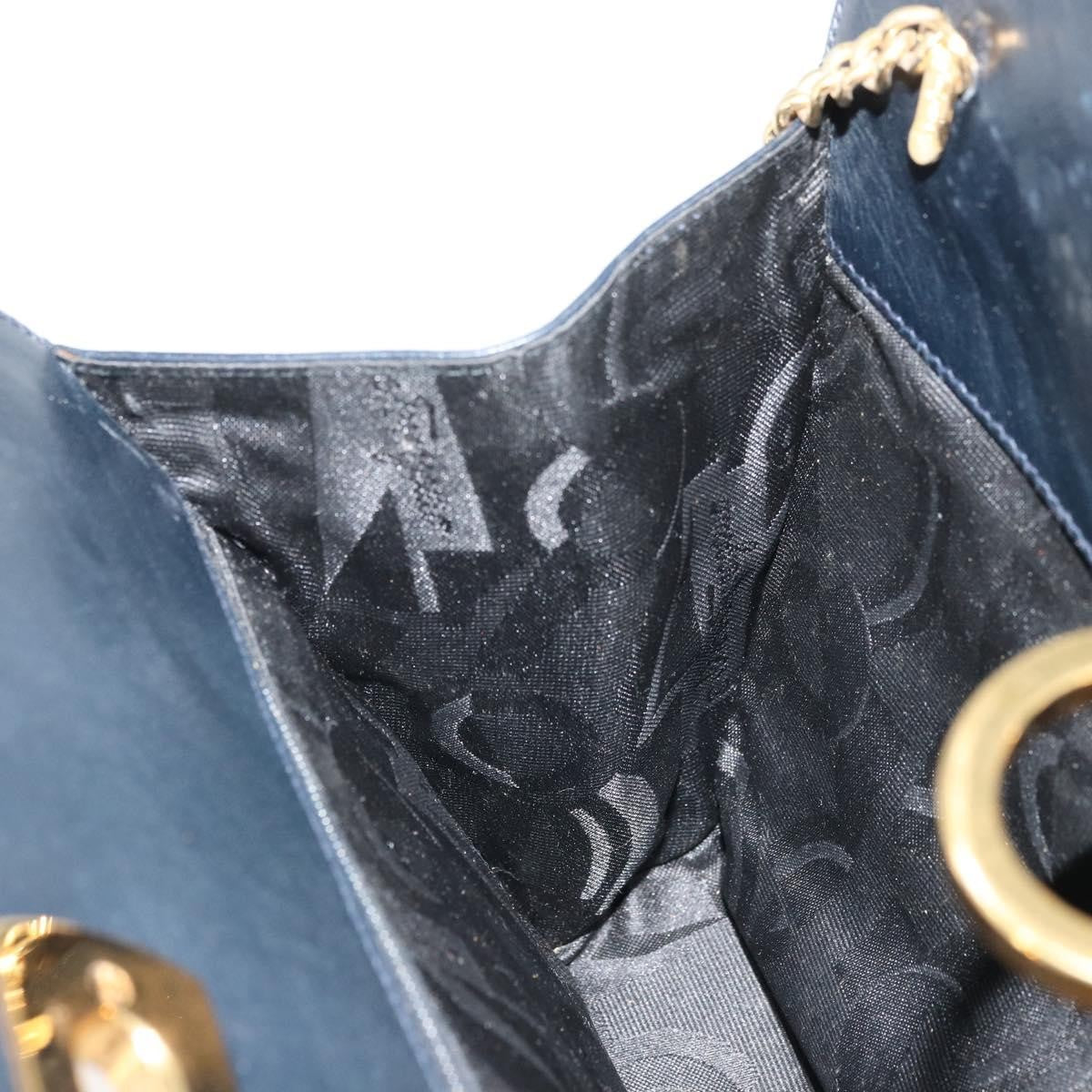 Salvatore Ferragamo Vintage Gancini Chain Leather Navy Leather Shoulder Bag Bag (Pre-Owned)