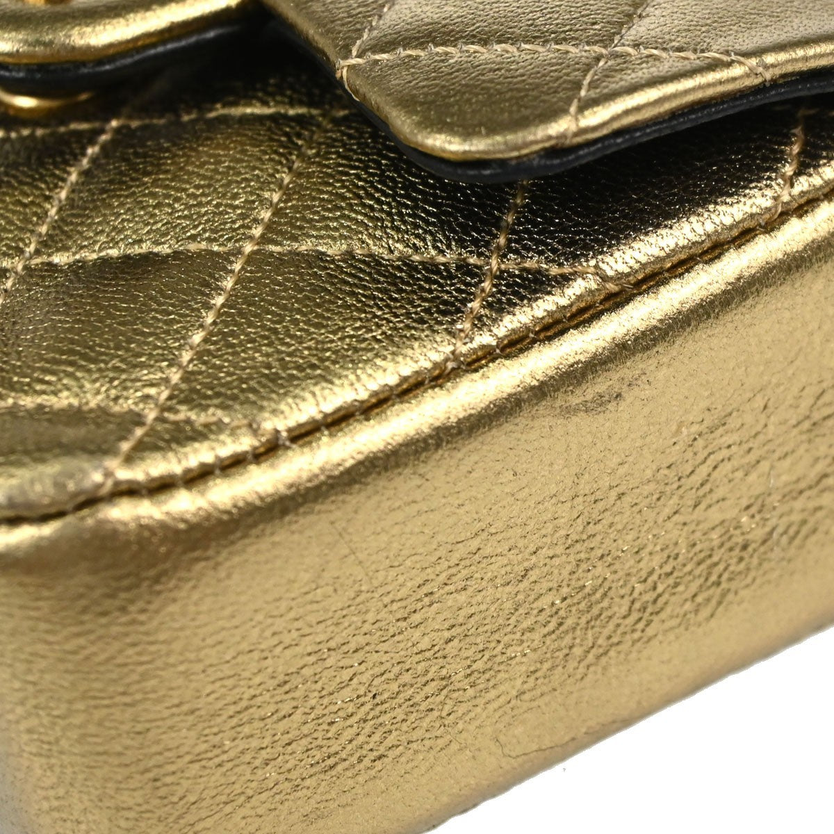 Chanel Vintage Flap Bag Charm Quilted Lambskin Gold Leather Clutche & Pouche Bag (Pre-Owned)