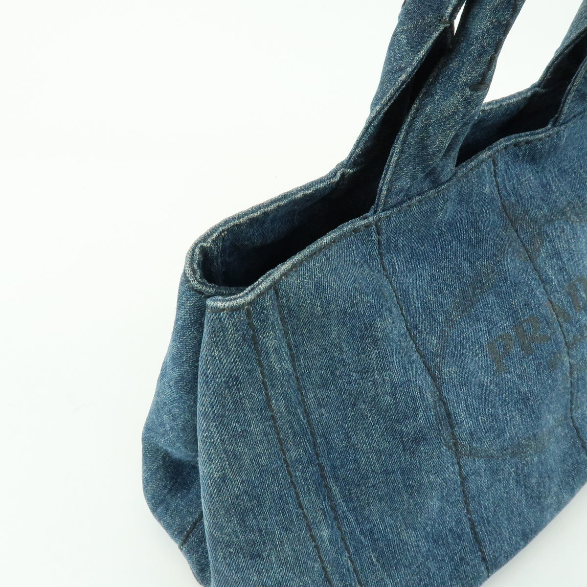 Prada Canapa Denim Blue Denim_Jeans Tote Bag Bag (Pre-Owned)