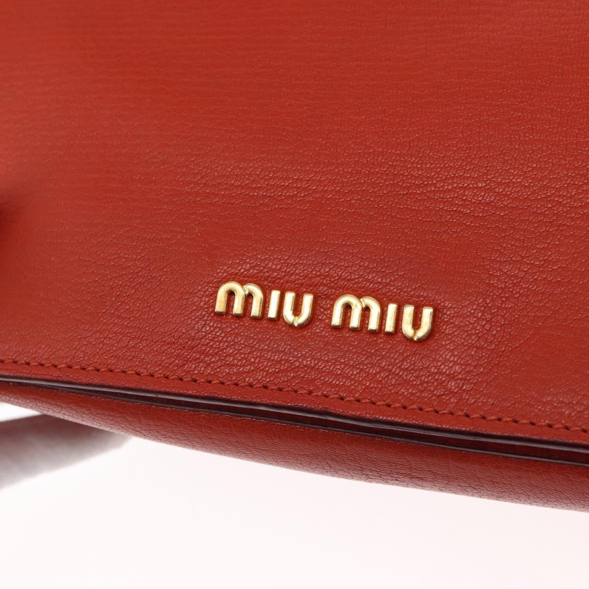 Miu Miu Madras Top Handle Leather Red Leather Handbag (Pre-Owned)
