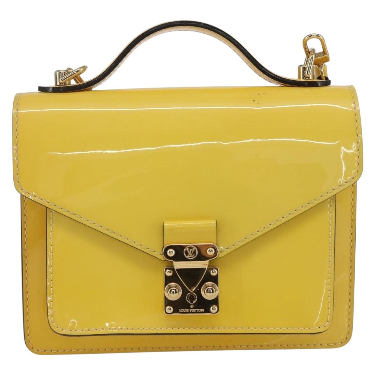 Louis Vuitton Monceau Vernis Yellow Patent_Leather Handbag (Pre-Owned)