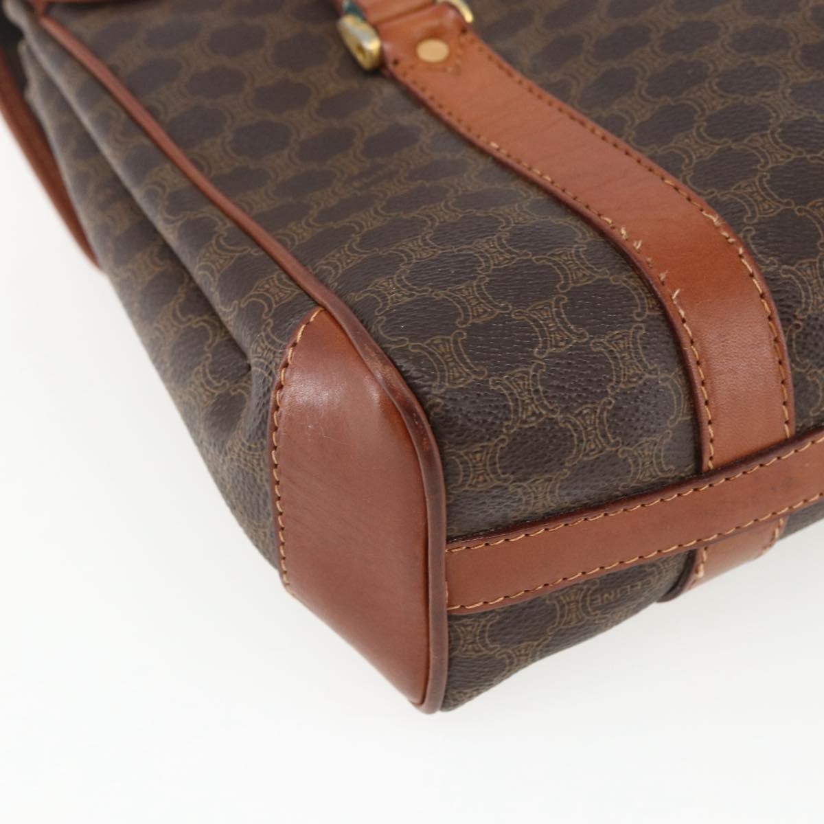 Celine Vintage Macadam Canvas And Leather Brown Canvas Handbag (Pre-Owned)