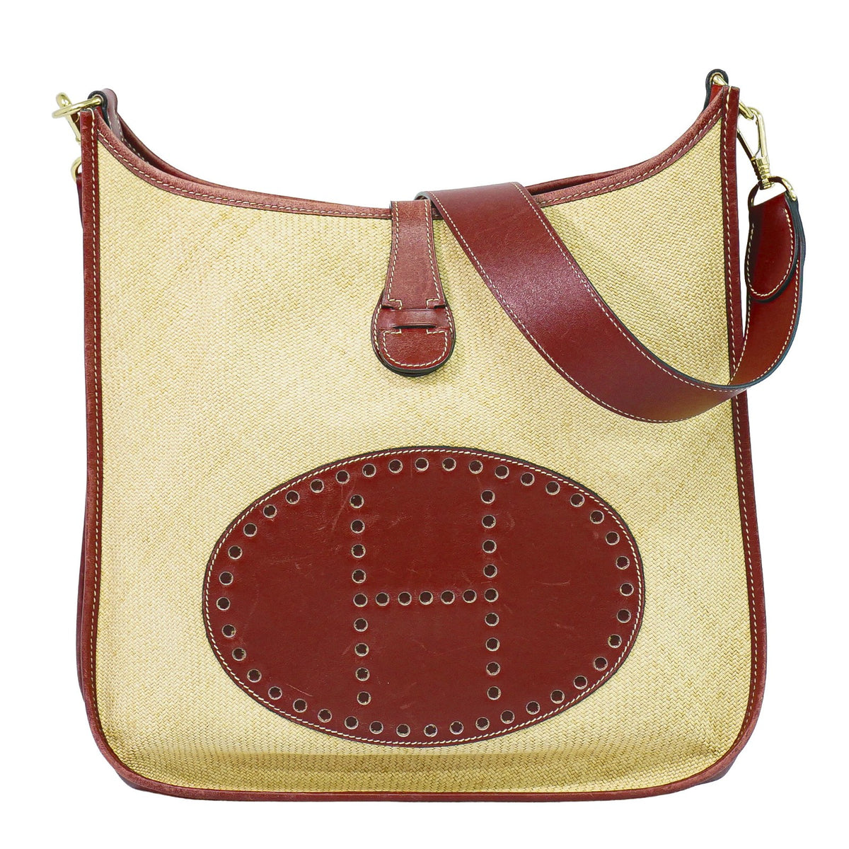 Hermes Evelyne Bag Gen I Panama Beige Leather Handbag (Pre-Owned)