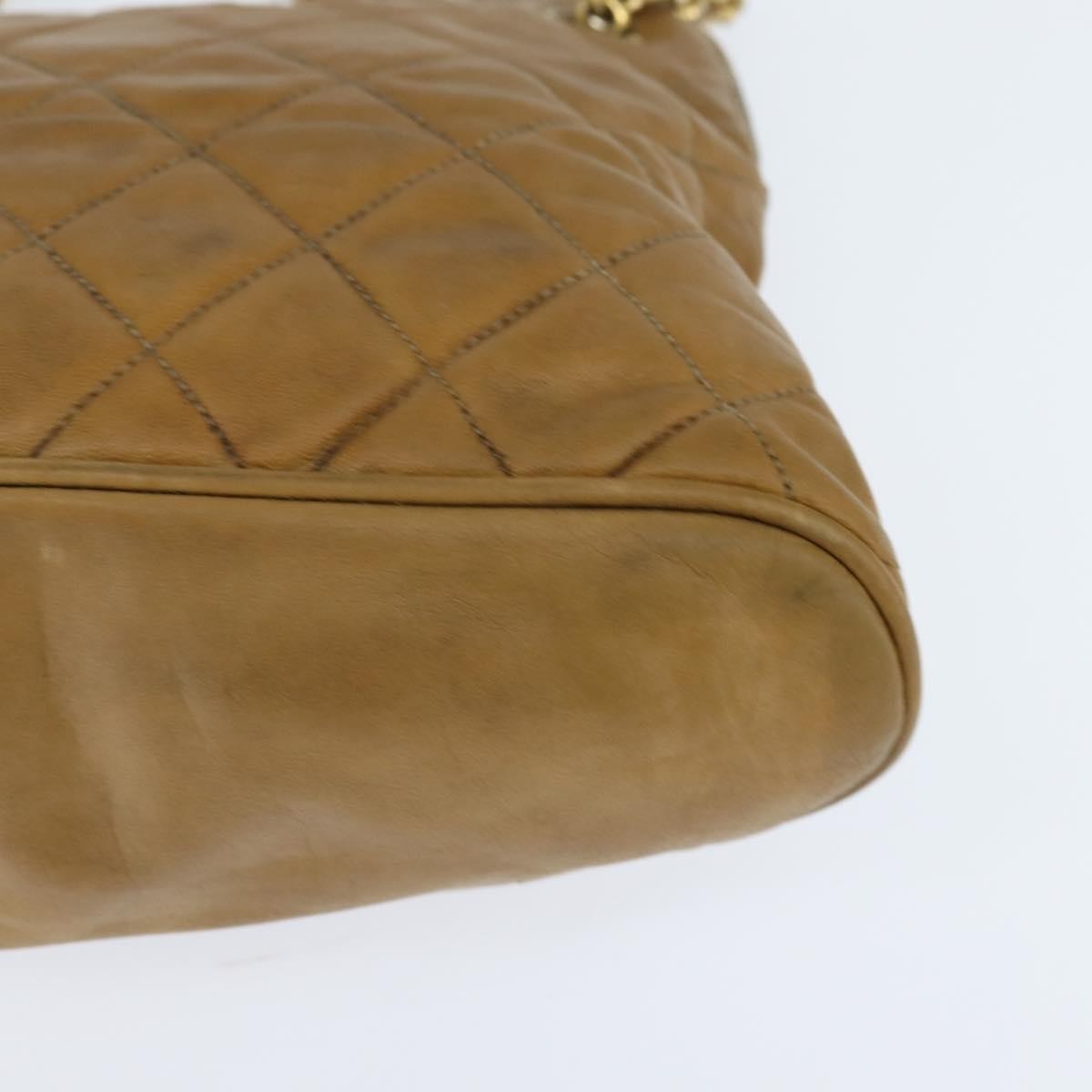 Chanel Vintage Zip Chain Quilted Lambskin Brown Leather Shoulder Bag Bag (Pre-Owned)