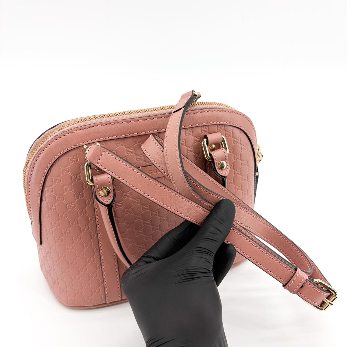 Gucci Convertible Dome Satchel Microguccissima Leather Pink Leather Handbag (Pre-Owned)