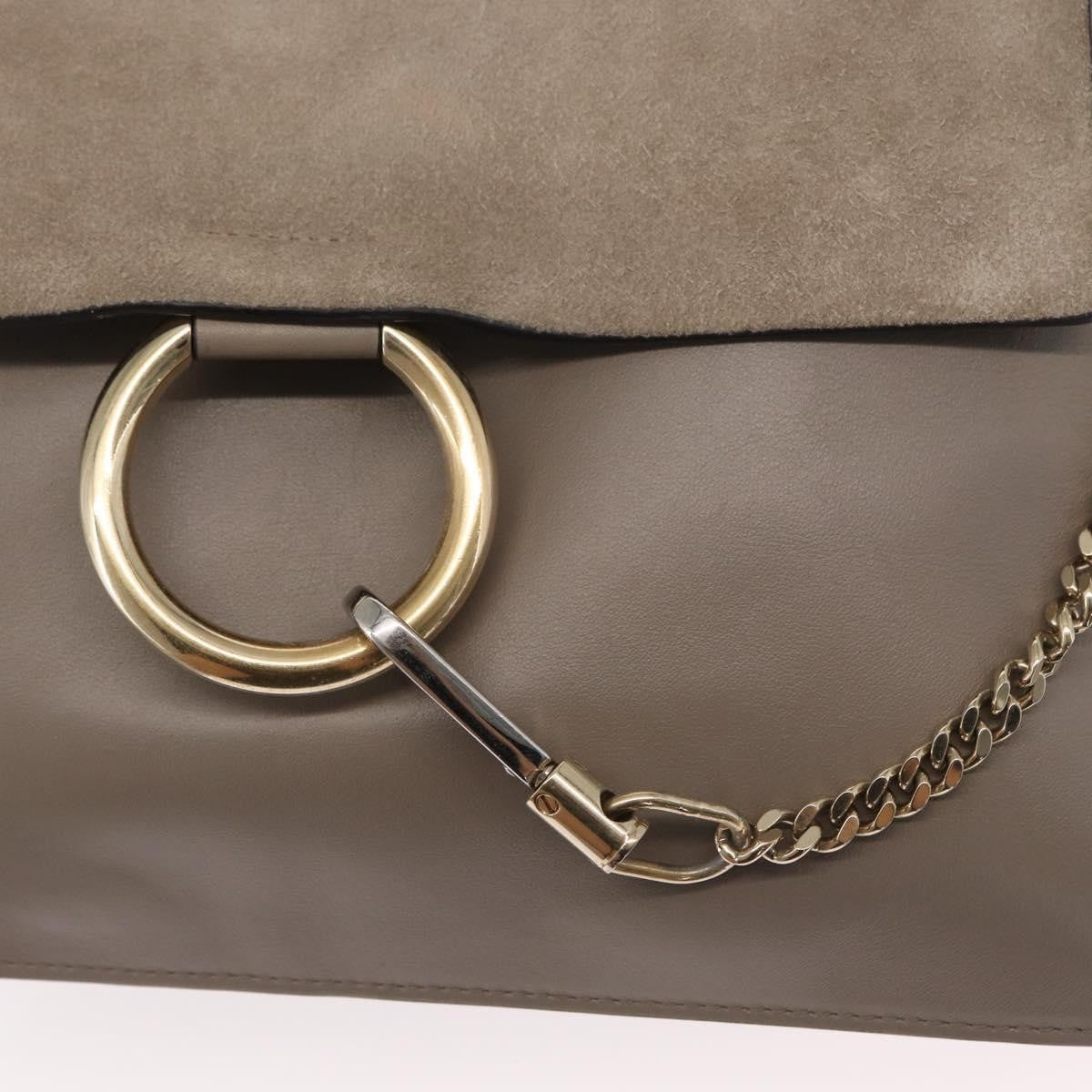Chloe Faye Leather And Suede Beige Suede Shoulder Bag Bag (Pre-Owned)