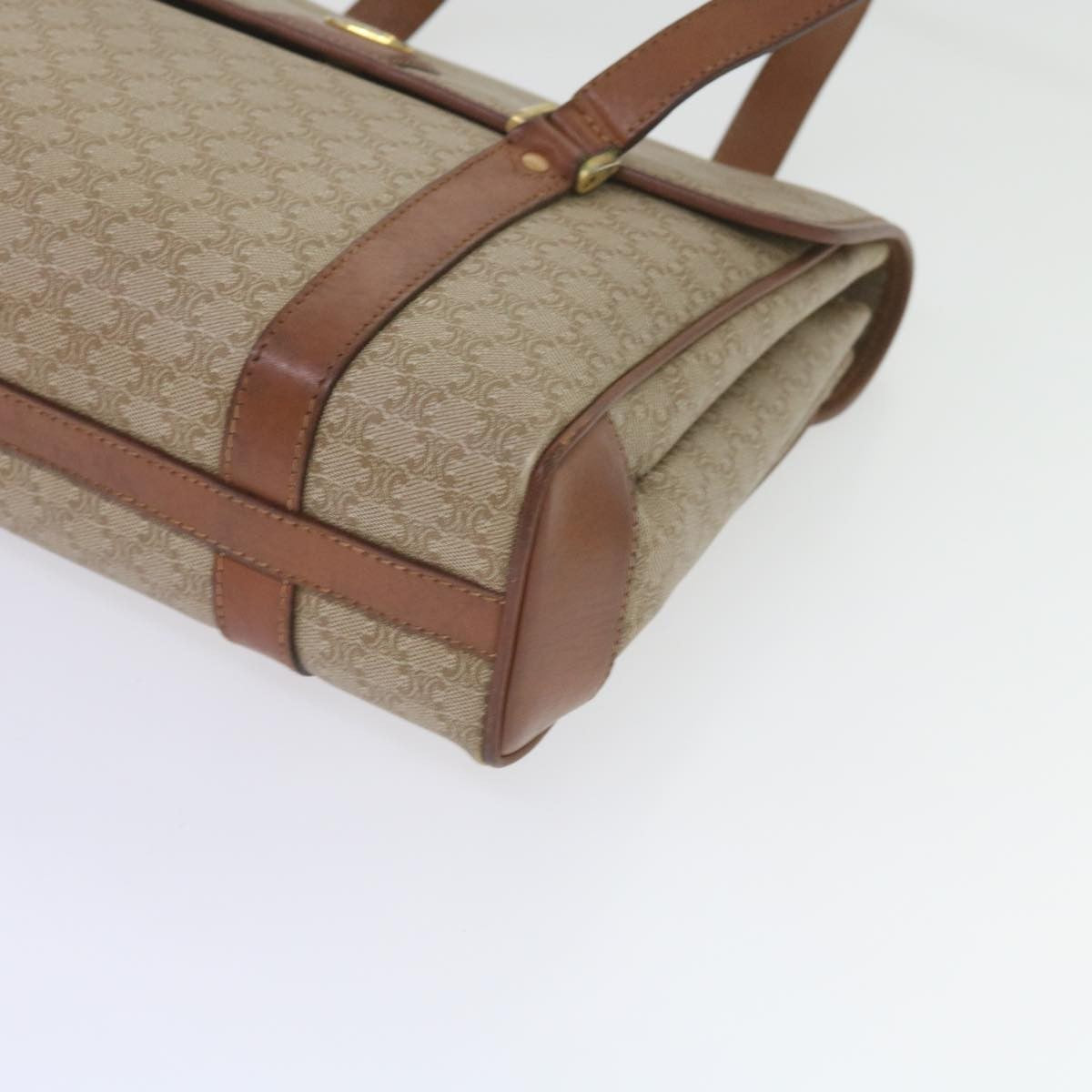 Celine Vintage Macadam Canvas And Leather Beige Canvas Handbag (Pre-Owned)