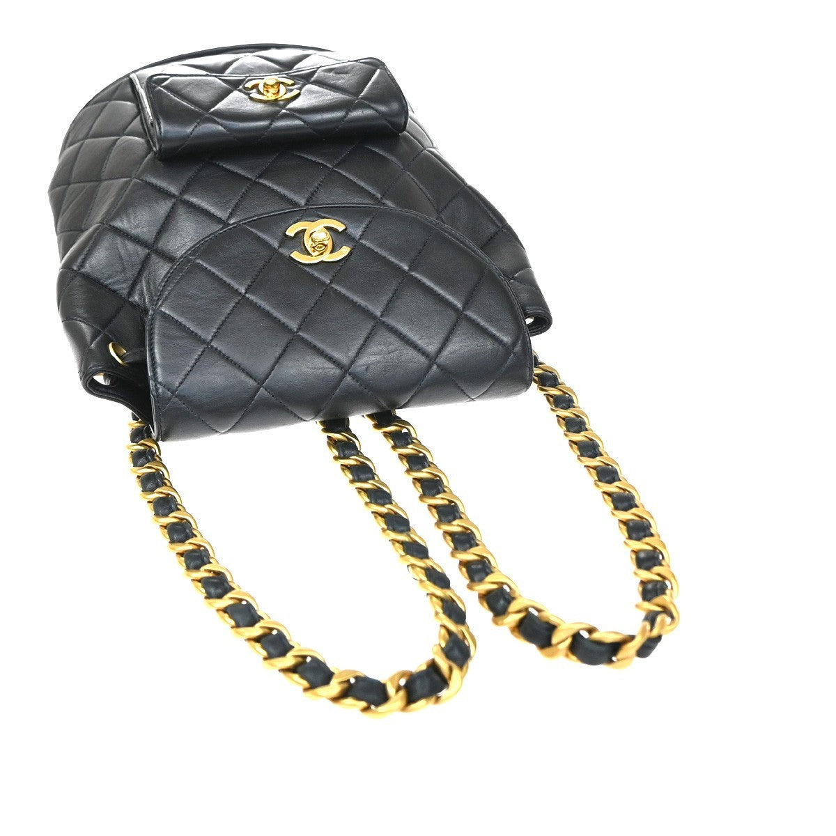 Chanel Duma Drawstring Quilted Leather Navy Leather Backpack Bag (Pre-Owned)