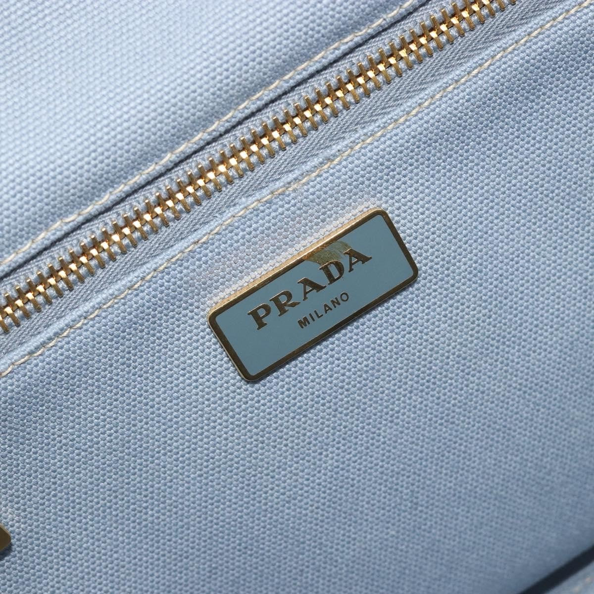 Prada Canapa Canvas Blue Canvas Tote Bag Bag (Pre-Owned)